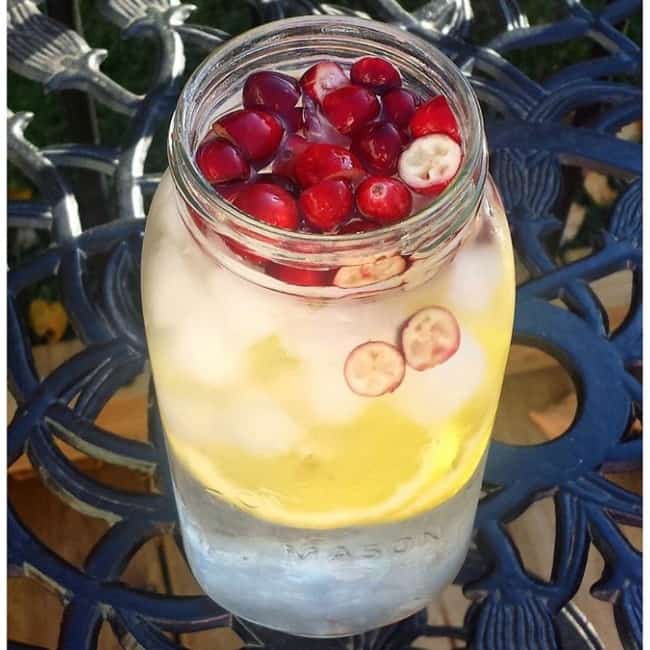 Infused Water mit Cranberry und Zitrone