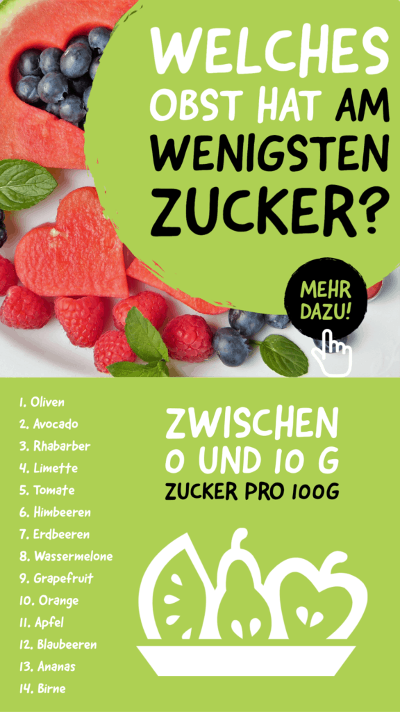 Welches Obst hat am wenigsten Zucker?