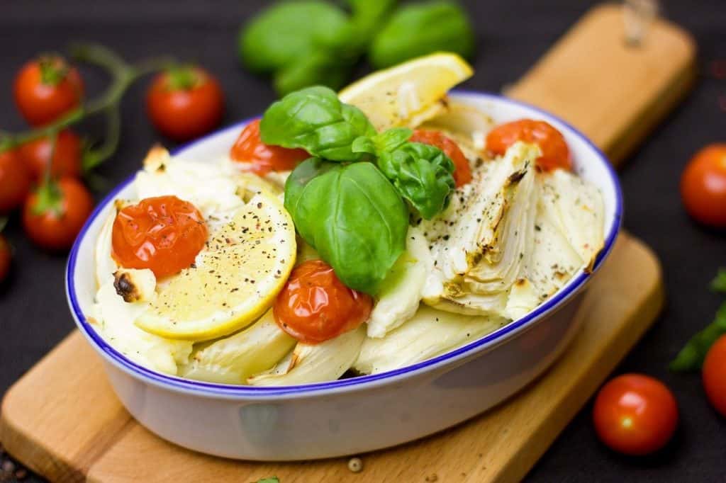 Ofengemüse als Beilage zu Fisch