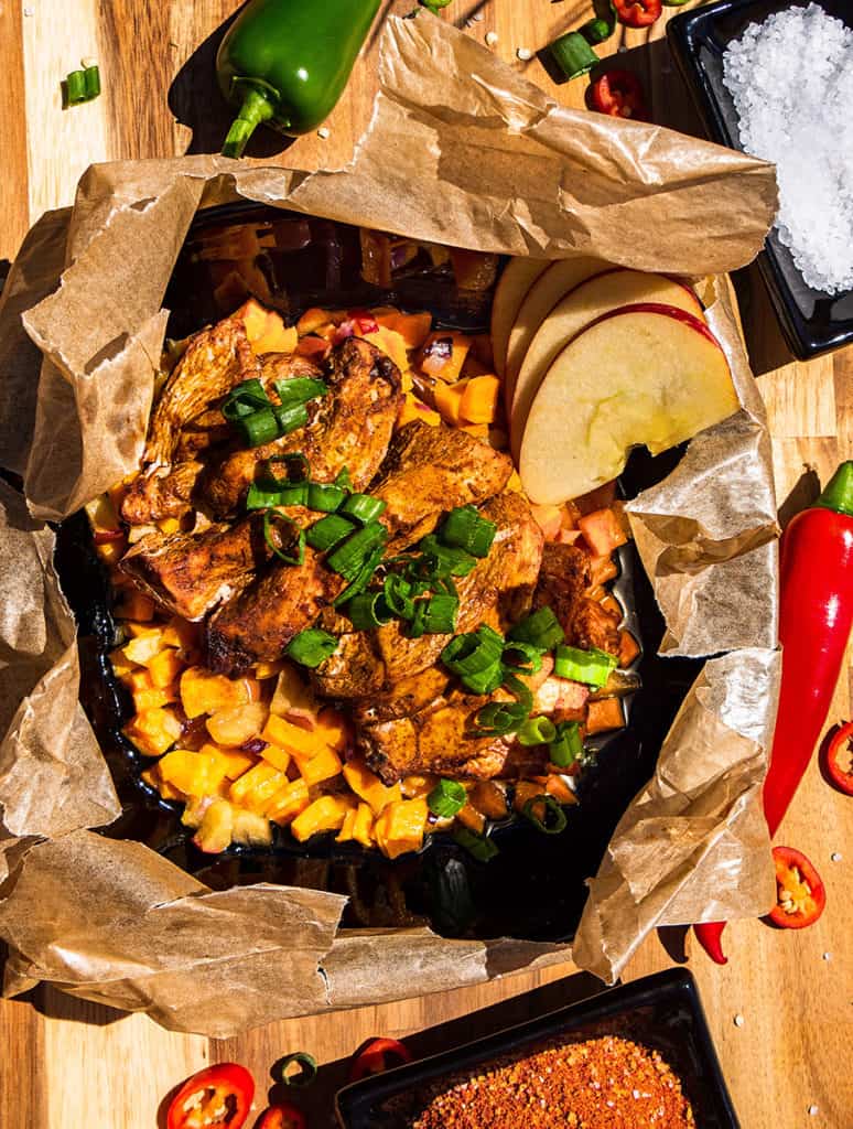 Kirsch Chipotle Hähnchenbrust auf Süßkartoffeln mit der Kochbox