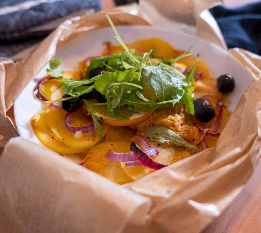 Hähnchen im Ofen auf Kartoffeln