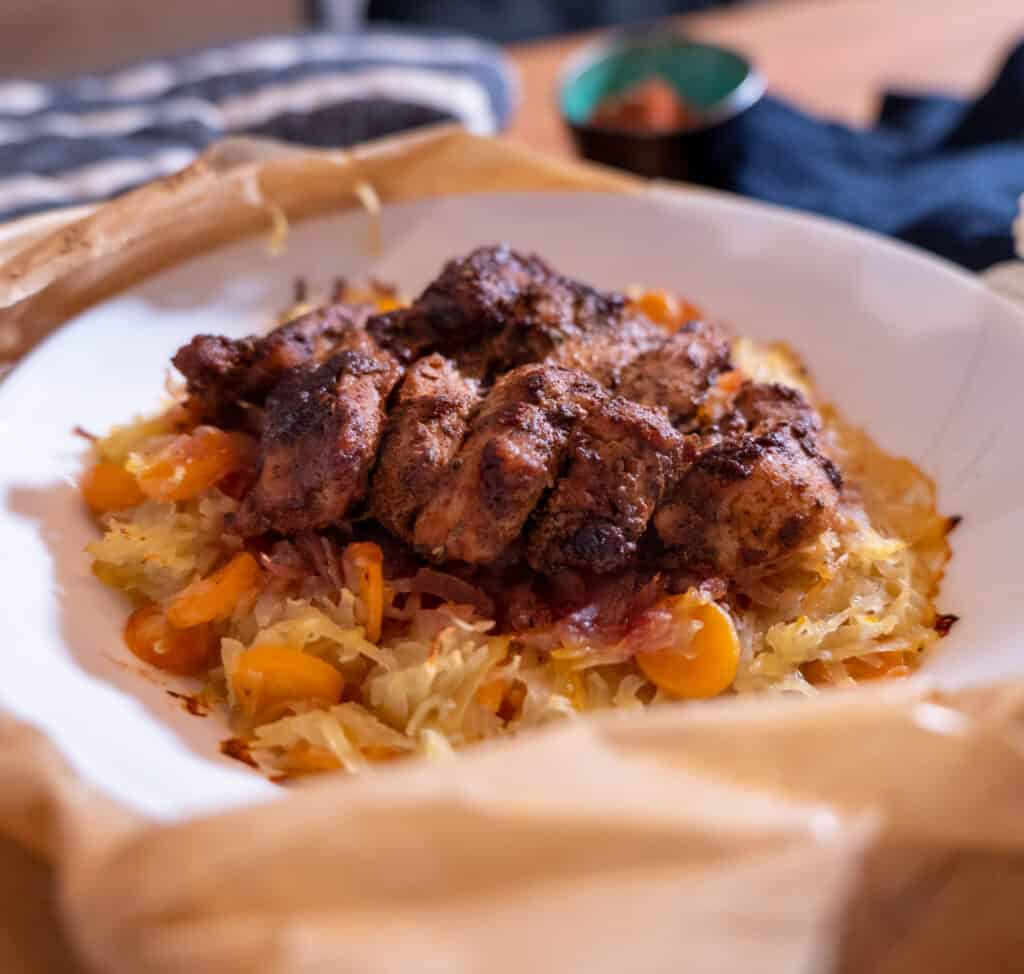 Hähnchenbrust Rezept mit Kartoffelstampf und Möhren